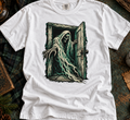 Haunted Door Grim Reaper Gothic Halloween T-Shirt