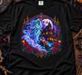 Ghostly Moonlit Castle T-Shirt — Haunted Night Spirit Design