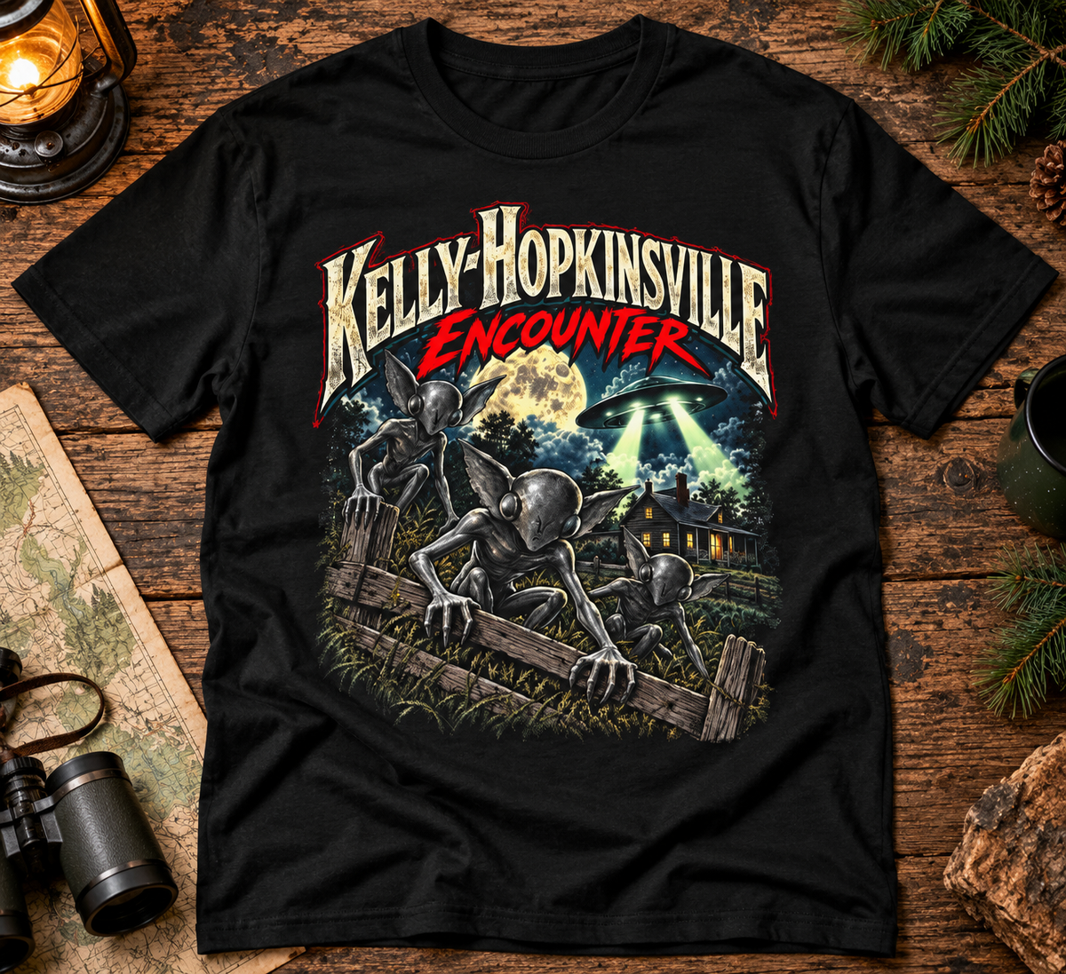 Kelly-Hopkinsville Encounter Alien Mystery Graphic T-Shirt