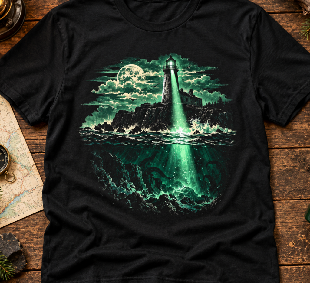 Mystical Lighthouse Ocean Night T-Shirt