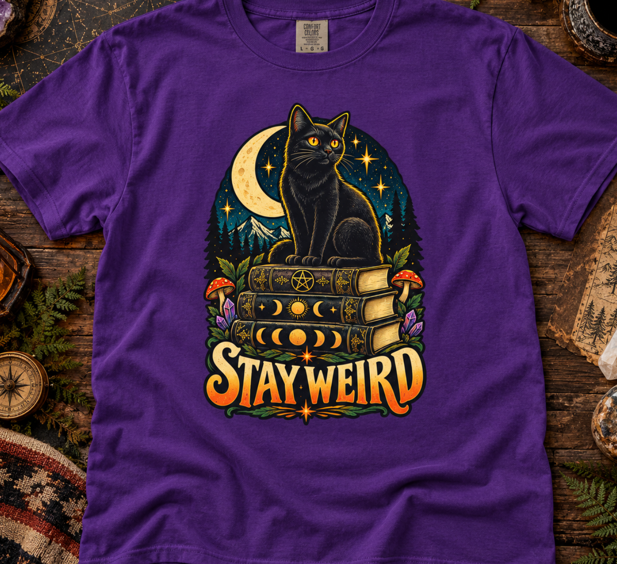 Stay Weird Black Cat T-Shirt