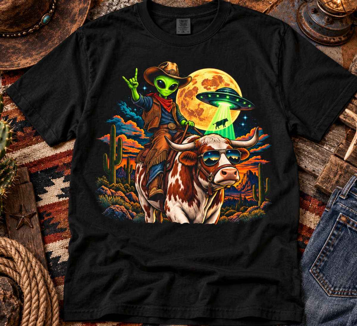 Alien cowboy T-shirt
