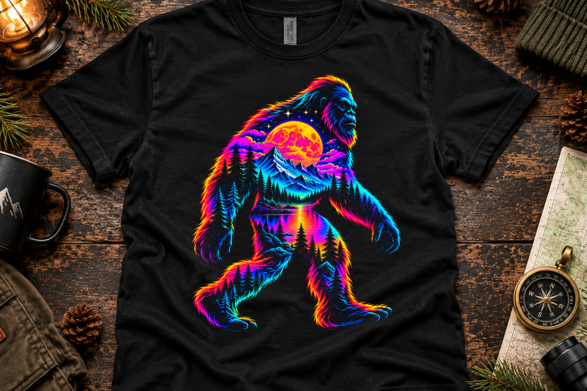Colorful Neon Bigfoot Sasquatch T-Shirt