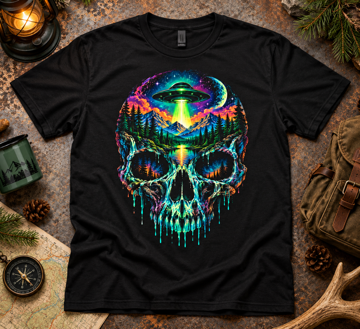 Psychedelic Skull UFO T-Shirt