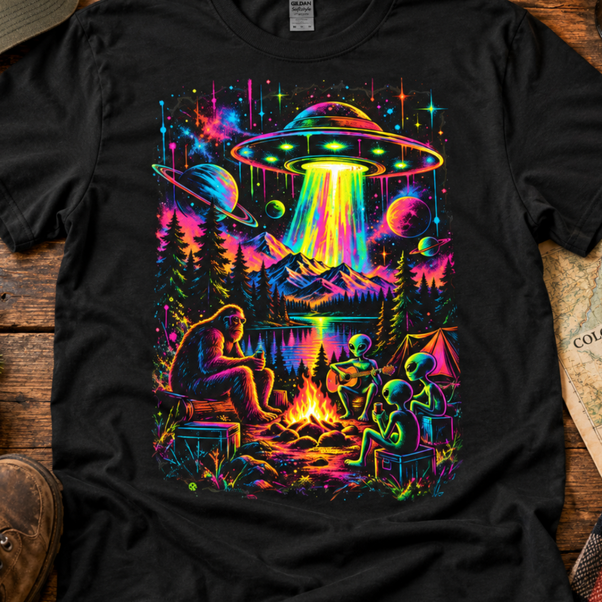 Cosmic Neon Forest T-Shirt
