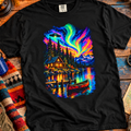 Colorful Northern Lights Cabin Lake T-Shirt