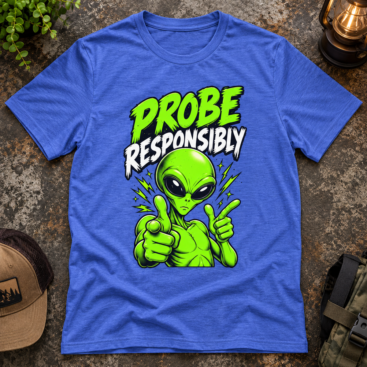 Alien Graphic T-Shirt — "Probe Responsibly" Funny UFO Shirt