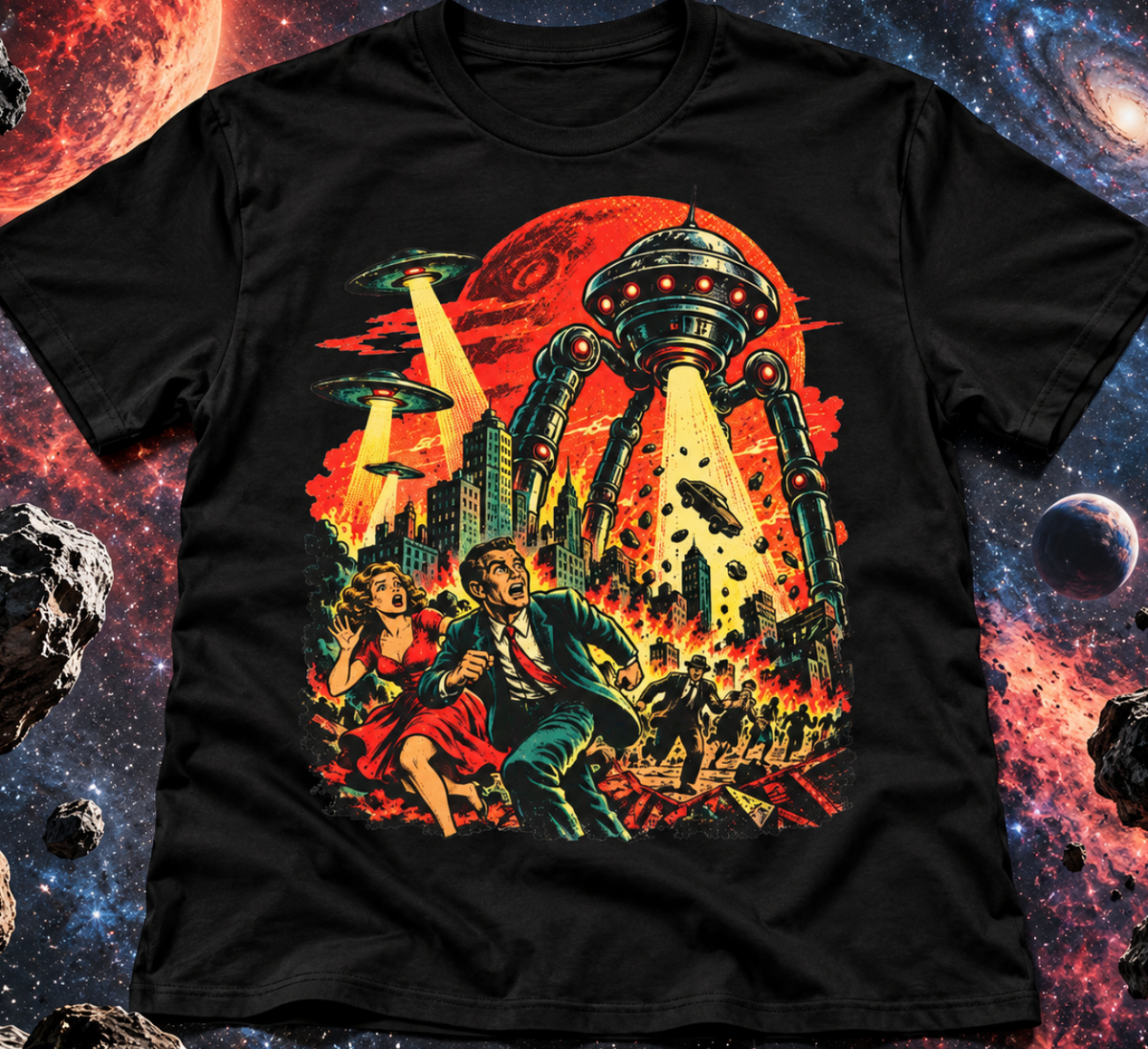 Retro Sci-Fi Alien Invasion T-Shirt