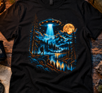 UFO Abduction Mountain Night T-Shirt