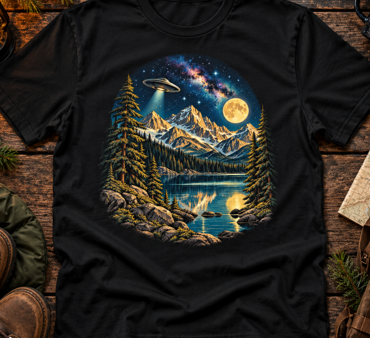 Moonlit Mountain Lake T-Shirt