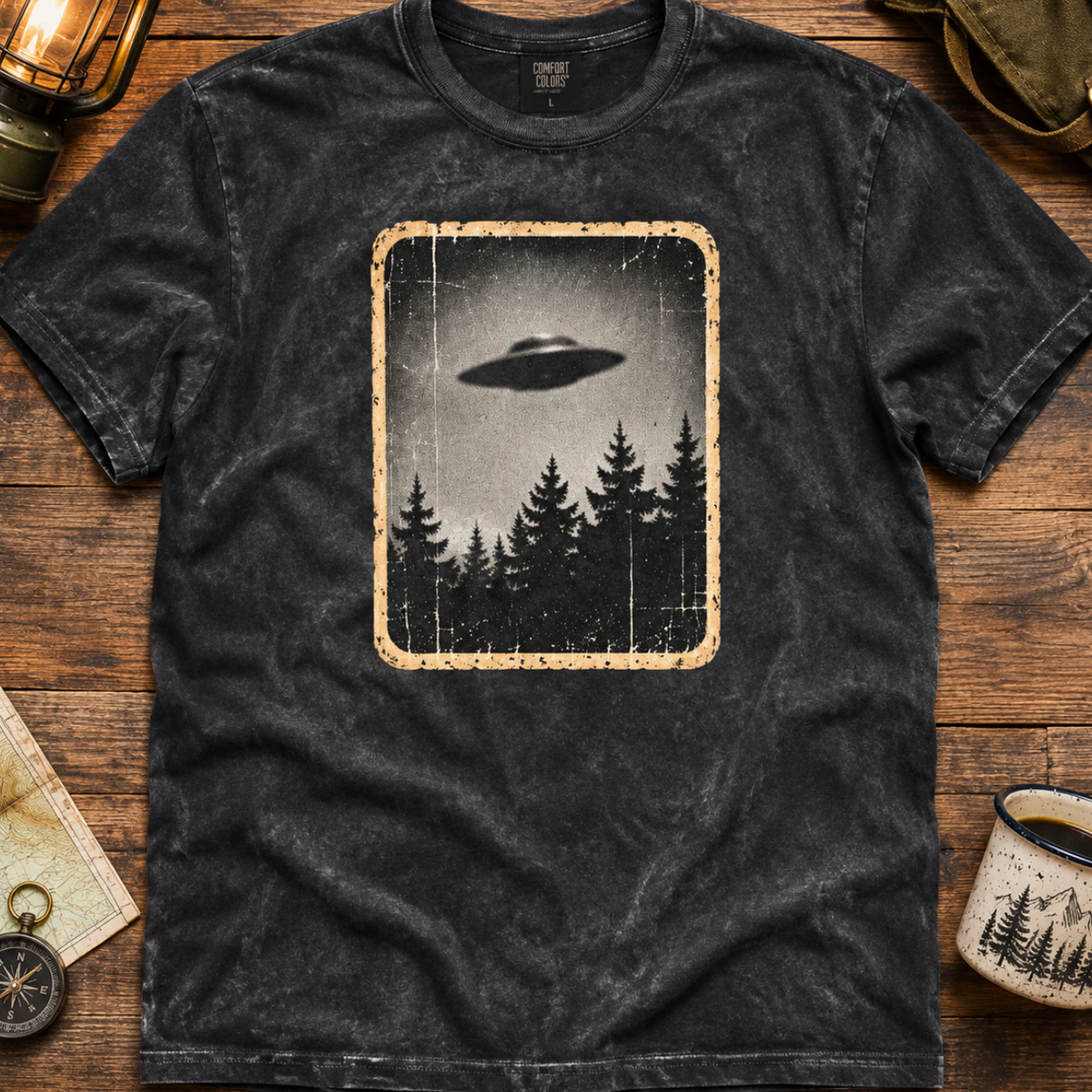 Vintage Stone Washed UFO Forest Tee